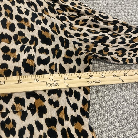 Zara Shirt Women's Medium Cheetah Leopard Print ButtonDown Blouse Viscose Pocket - Picture 5 of 6